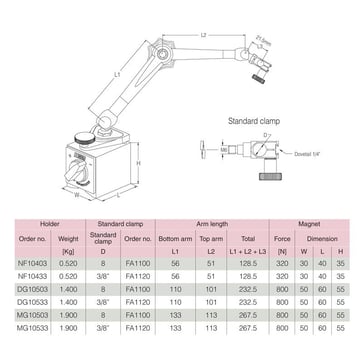 NOGA magnetic stand DG10503 w/fine adjustment on base 10391331