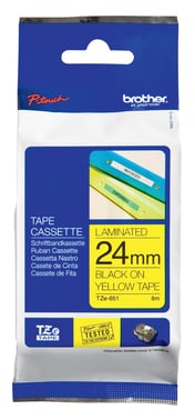 Brother TZe 651 Tape 24mm sort/gul TZE651