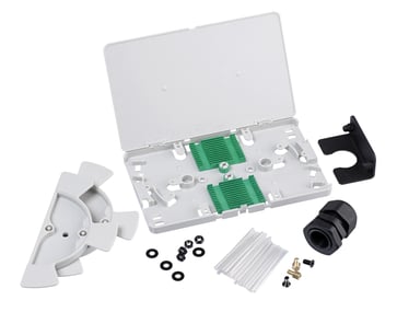 Actassi splicekassette-kit for 24 fiber med splicekassette, låg, 24 splicesøm, splicesøm-holder, radius-begrænser, kabelforskruning ACTFMSPTKIT