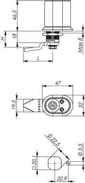 Håndtag for RUKO/ASSA oval cylinder til BKT vægrack 261573