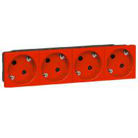 Multi-Support Multiple socket mosaic - 4 X 2P+E automatic Term. - Tamperproof Red 77283