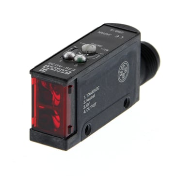 Fotoaftaster, diffus, 200 mm, DC, 3-leder, PNP, vandret, M12 plug-in E3S-AD36 130433