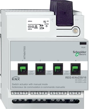 KNX Relæ udgang DIN 4x230/16 med manuel betjening MTN647593