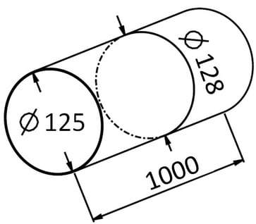 Round PVC duct ø125 L=1,0 m UNITE-KO125-10