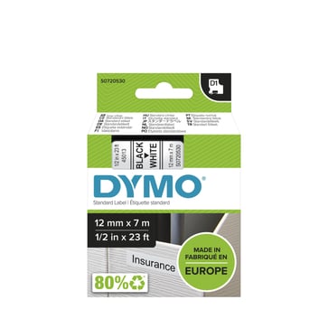 DYMO D1 tape sort/hvid 12mmx7m S0720530