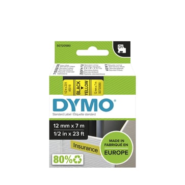 DYMO D1 tape sort/gul 12mmx7m S0720580