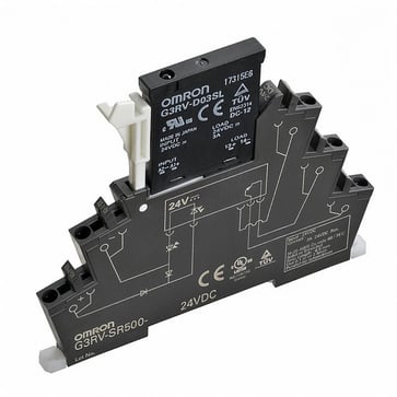 Slimline SSR 6mm, inkl. Sokkel, DC output MOSFET, 3A, Push-in terminaler, 24V DC G3RV-SR500-D DC24 669870