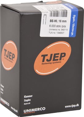 TJEP BE-90 18mm Klammer m/lim Elgalv Box 6000stk 840118