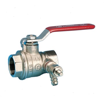 F x F fullway ball valve with drain-off and red steel lever  1/2" 51CS-004