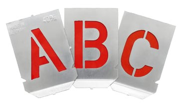 Stencil sæt med bogstaver A-Z+& med 100mm tegnhøjde 27 dele 20139240