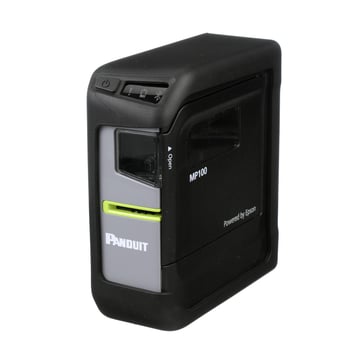 Includes MP100/E/E printer with protective impact bumper, one (1) T100X000VPM-BK cassette, USB cable, and AC power adapter with EuroPlug and UK power cords; for use outside North America. MP100/E