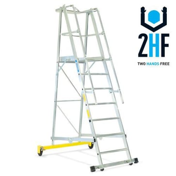 Mobile platform ladder, folding 7 steps 1,80 m 41204