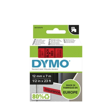 DYMO D1 tape sort/rød 12mmx7m S0720570