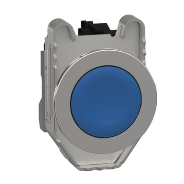 Harmony flush trykknap komplet med fjeder-retur og plan trykflade i blå farve 1xNO, XB4FA61 XB4FA61
