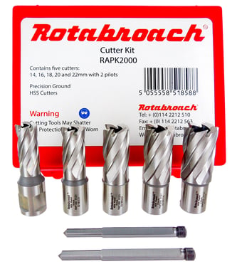 Rotabroach Set with Ø14-22mm 5 x Cutters  2x pilot pins 70RAPK2000