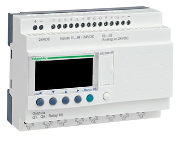 Zelio Logic SR2 Kompakt smart relæ / programmerbar controller 20 I/Os, 24 V DC, med LCD, SR2B201BD SR2B201BD