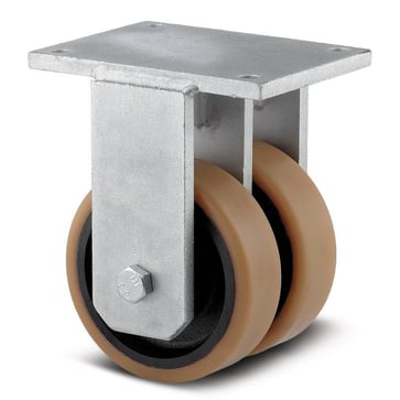 Fixed double wheel, polyurethane, Ø250 mm, 2400 kg, precision ball bearing, with plate 00001478
