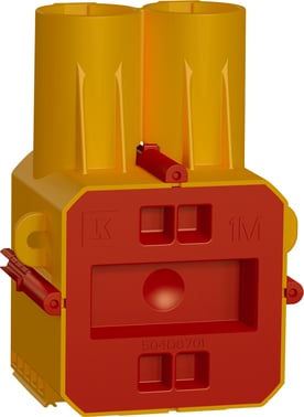 LK FUGA New box for in-moulding in concrete 1 module 49 mm deep  with accessories  air-tight incl. Screw-tower yellow with Lid 504D6010