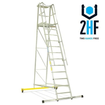 Mobile platform ladder, folding 12 steps 3,10 m 41209