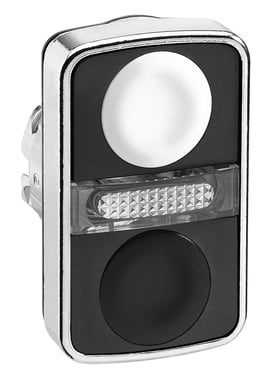 Harmony dobbelt trykknaphoved i metal for LED med en sort og en hvid trykflade ZB4BW7A1720
