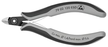 Knipex skævbider præcisions elektronik ESD m/mini hoved og skær m/lille facet 120 mm 79 02 120 ESD