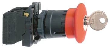 Harmony nødstop komplet med Ø40 mm paddehoved i rød farve med tryk/drej funktion med nøgle (Ronis 455) og 1xNO+1xNC, XB5AS9445 XB5AS9445