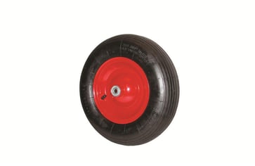 Endenavshjul m/ glideleje 2.10x4, Ø20xNL75, m/dæk 3.00-4 4 LAG K373 (85 x 260) rød plast fælg Byggehøjde: 260 mm. 8147A