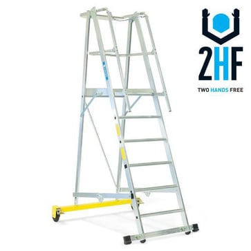 Mobile platform ladder, folding 6 steps 1,60 m 41203