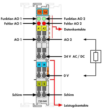 I/o 2AO 0-10VDC 10 bit 750-560