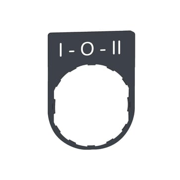 Harmony legend plate in dark gray plastic 30x40 mm for Ø22 mm pushbuttons with the text "I-O-II" printed ZBYP2186