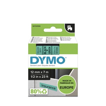 DYMO D1 tape sort/grøn 12mmx7m S0720590