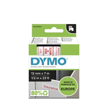 DYMO D1 tape rød/hvid 12mmx7m S0720550