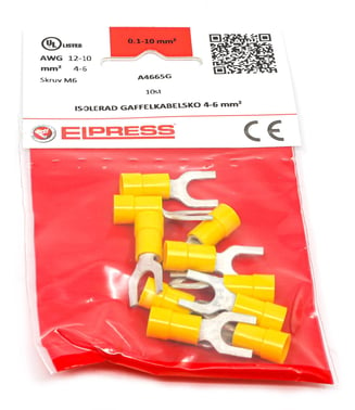 Pre-insulated fork terminal A4665G, 4-6mm² M6, Yellow - In bags of 10 pcs. 7278-272303