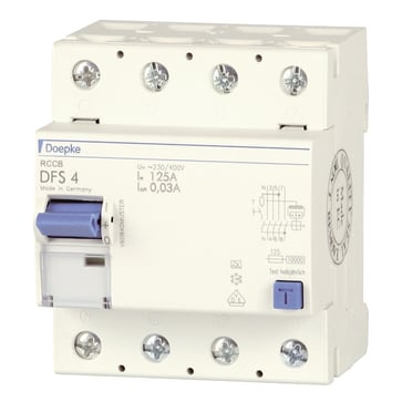 Doepke Residual current circuit-breakers, four-pole, 125 A, 0,03 A, Type A, N left 09174901