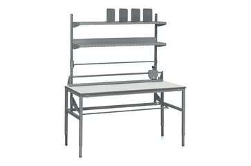 WFI packing table L w/shelfs & roll holder 1600x800 mm 9-731-136