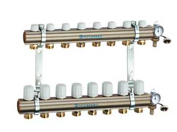 Manifold system 1X3/4, in- and outlet, incl  brackets, 20 mm fittings and end pieces, 8 outlets 7035SYS20-08