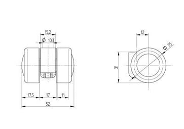 Furniture caster, polyamide, Ø35mm, plain bearing, blind hole, RAL 9011/9011/9012 00078712
