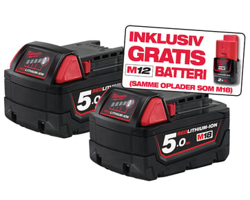 Milwaukee 18V batterisæt M18 NRG-502 2x5,0ah m/lader  + 1x2,0 M12 4933459217