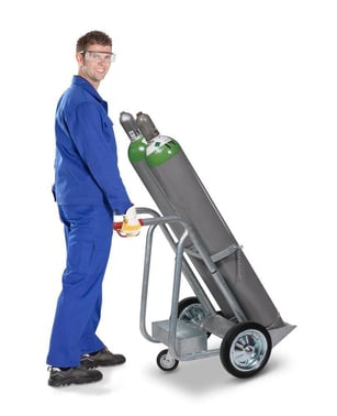 Gas cylinder trolley GFR-L steel with stabiliser for 2 gas cylinders solid rubber wheels 115208