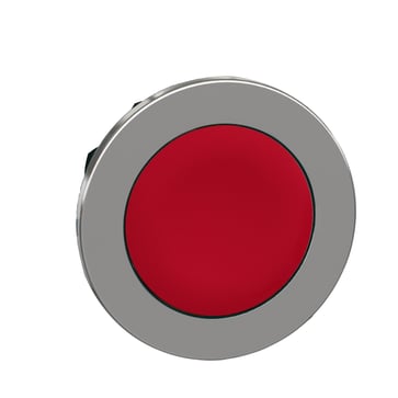 Harmony flush trykknaphoved i metal med fjeder-retur og plan trykflade i rød farve ZB4FA4