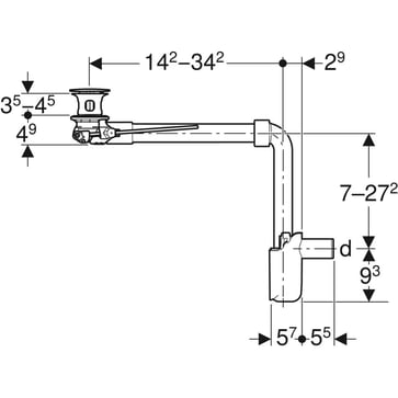 Geberit CLOU håndvaskafløb 32 mm med udvendige ventilpropper og løftestang 152.072.21.1