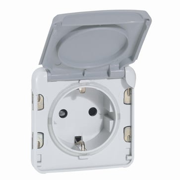 Socket Outlet Plexo Ip 55 - German Std - 2P+E automatic Terminals- Modular-Grey 69570