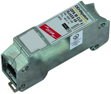 DEHNpatch DPA M CLD RJ45B 48 surge arrester of class DDEHNpatch M surge arrester, class DSPD class: type 2 / P1Tested to EN 61643-21 For universal use according to EN 50173 for all data services up to 57 V d.c. For protecting four pairs of data network in 929126