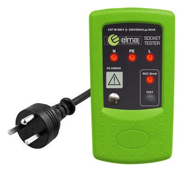 Elma 8410 DK electrical outlet tester w / EDB plug 5706445140350