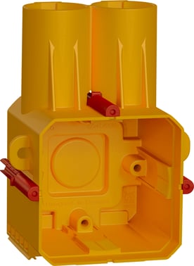 LK FUGA New box for in-moulding in concrete 1 module 49 mm deep  with accessories  air-tight incl. Screw-tower yellow BULK version 100 pce with out Lid 504D601020