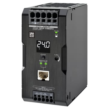 Bogtype strømforsyning, 480 W, 24VDC, 20A, DIN-skinne montage, push-in terminal, Coated, display, Ethernet IP/Modbus TCP kompatibilitet S8VK-X48024A-EIP 680580
