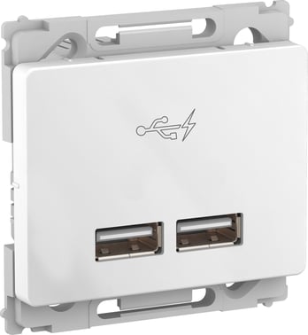 Opus 66 dobbelt 5V USB-lader, 2100 mA, 1 modul, hvid 506N6701