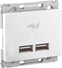 Opus 66 double 5V USB charger, 2100 mA, 1 module, white