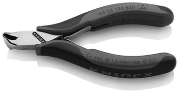 Knipex electronics end cutting nippers esd 120mm with small facet and 15° angled jaws 64 32 120 ESD