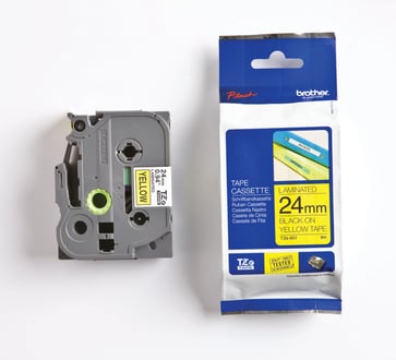 Tape Brother sort/gul TZe S651 24 mm stærk klæb TZES651